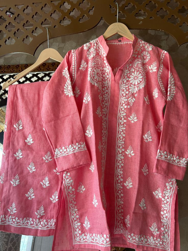 Pink Chikankari Embroidered Co-Ord Set for Women