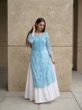 Powder Blue Chikankari Kurta Skirt Set