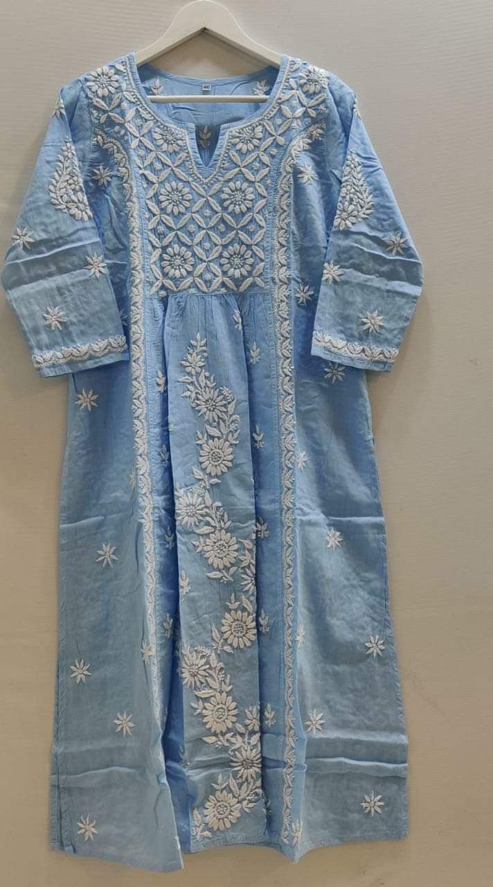 Sky Blue Chikankari Anarkali Kurta