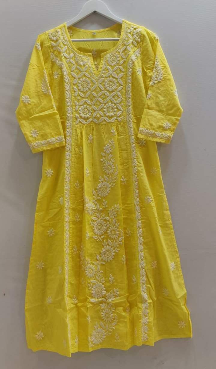 Sunshine Yellow Chikankari Anarkali Kurta