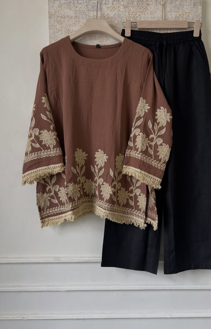 choclate Brown chikankaari Co-Ord Set